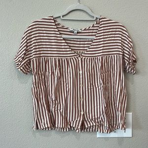 Madewell XS square t, stripes with button details